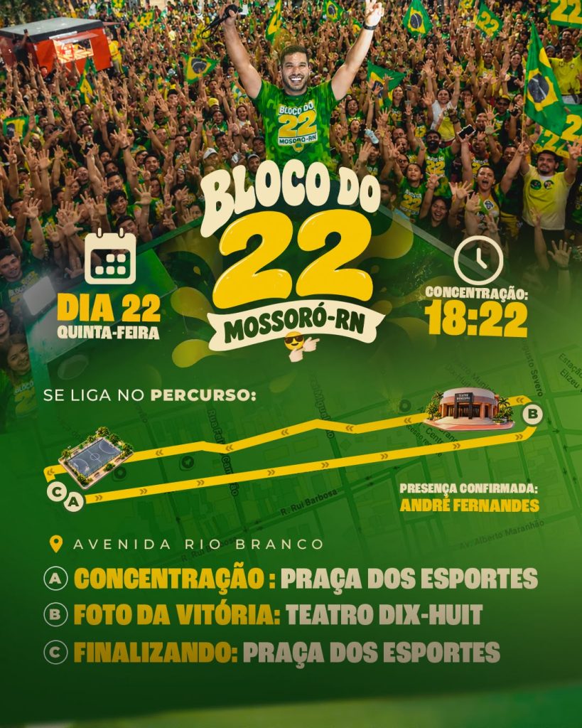 André Fernandes leva o Bloco do 22 a Mossoró em ato de apoio a Flávio Bolsonaro