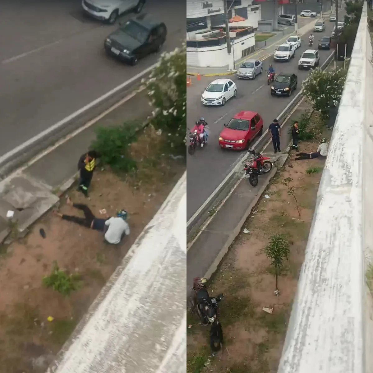 Motociclista de 22 anos cai de viaduto da UFRN, na BR-101, em Natal, e fica em observação