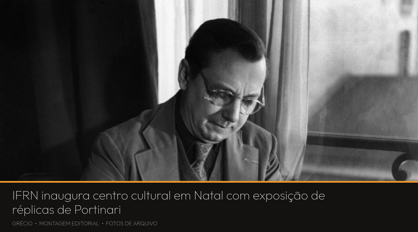 Foto de arquivo em preto e branco de 1952, de Annemarie Heinrich, mostrando o pintor Candido Portinari sentado a uma mesa, misturando tintas em uma paleta cercado de pincéis; imagem histórica, não registra a inauguração do centro cultural em Natal.